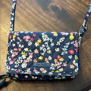Vera Bradley Navy Small Crossbody Bag with Floral Pattern